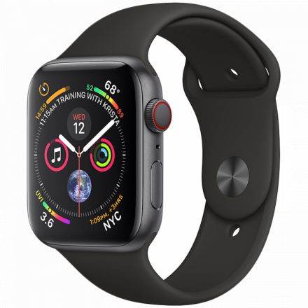 Apple Watch Series 4 GPS, 44мм, Серый космос, Cпортивный ремешок чёрного цвета MU6D2 б/у - Фото 0