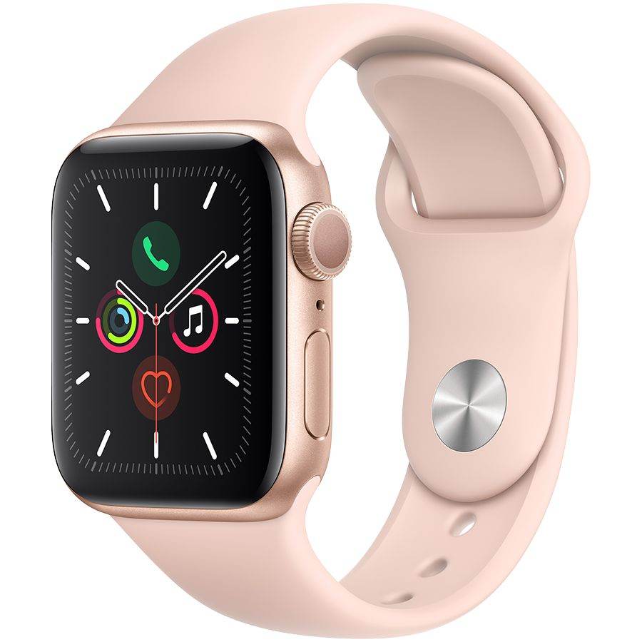 Apple Watch Series 5 GPS, 40мм, Золотой, Cпортивный ремешок цвета «розовый песок» MWV72 б/у - Фото 0