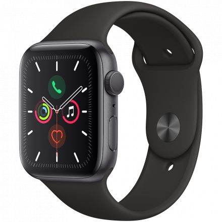 Apple Watch Series 5 GPS, 44мм, Серый космос, Cпортивный ремешок чёрного цвета MWVF2 б/у - Фото 0