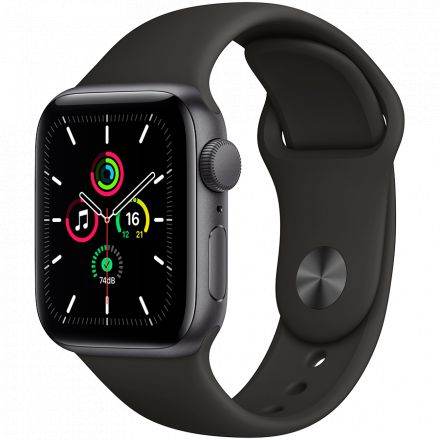 Apple Watch SE GPS, 40мм, Серый космос, Cпортивный ремешок чёрного цвета