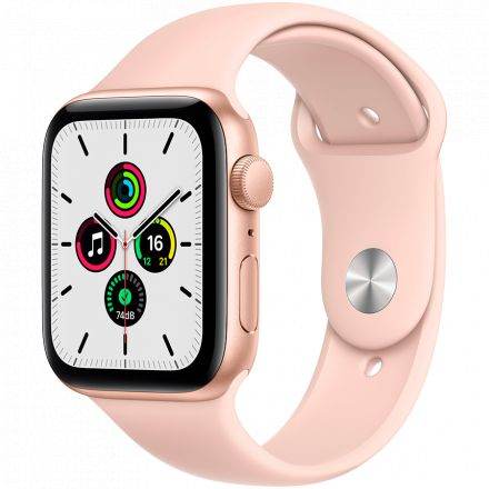 Apple Watch SE GPS, 44мм, Золотой, Cпортивный ремешок цвета «розовый песок»
