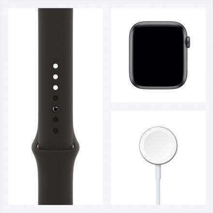 Apple Watch SE GPS, 44мм, Серый космос, Cпортивный ремешок чёрного цвета MYDT2 б/у - Фото 7