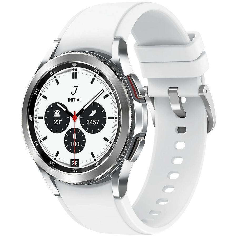 Samsung Galaxy Watch 4 Classic (1.20", 396x396, 16 ГБ, Wear OS, Bluetooth 5.0) Серебристый SM-R880ZSASEK б/у - Фото 0